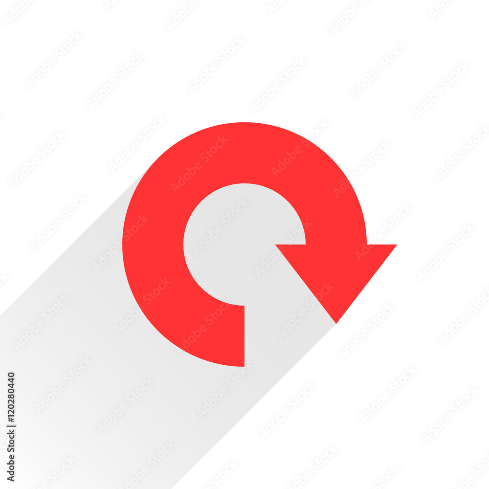Flat red arrow icon reload, refresh, rotation sign Flat red arrow icon reload, refresh, rotation sign
