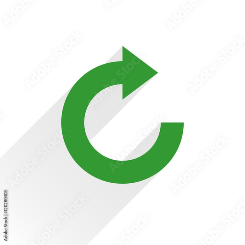 Flat green arrow icon repeat sign on white