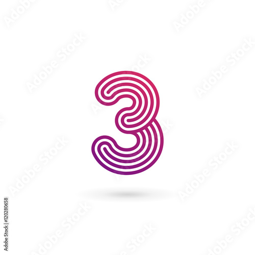 Number 3 logo icon design template elements