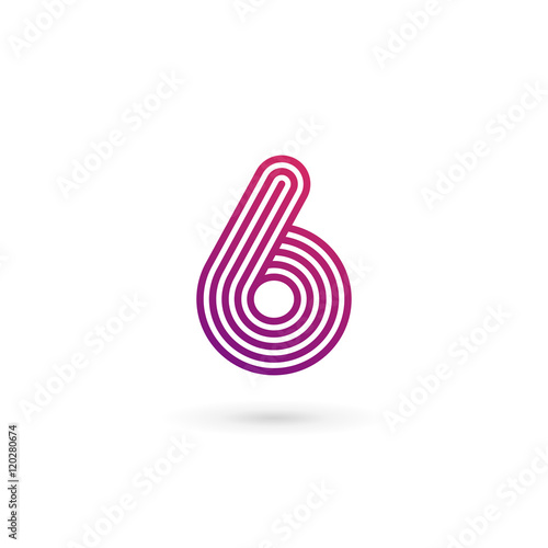 Number 6 logo icon design template elements