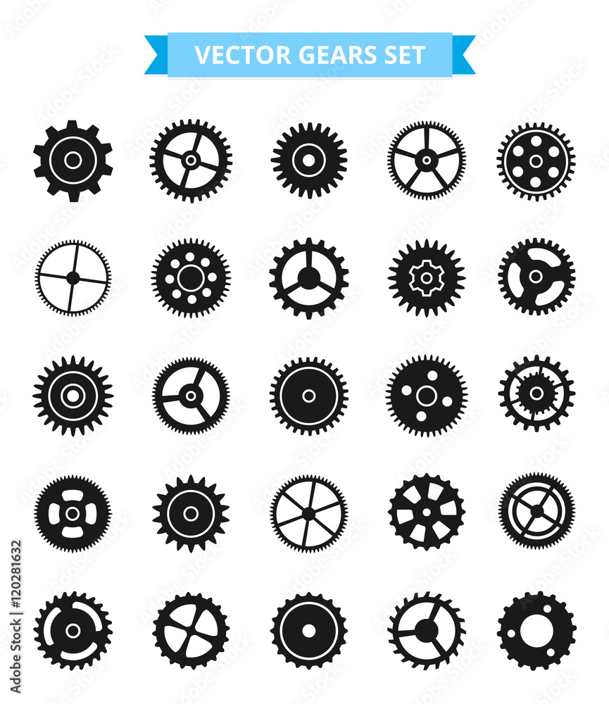 Gear Icon Set. Isolated gears - vector illustration. Gear Icon Set. Isolated gears - vector illustration.
