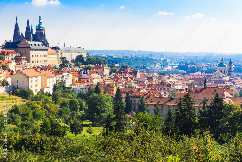 Prague. Architecture cityscape of top view of the city