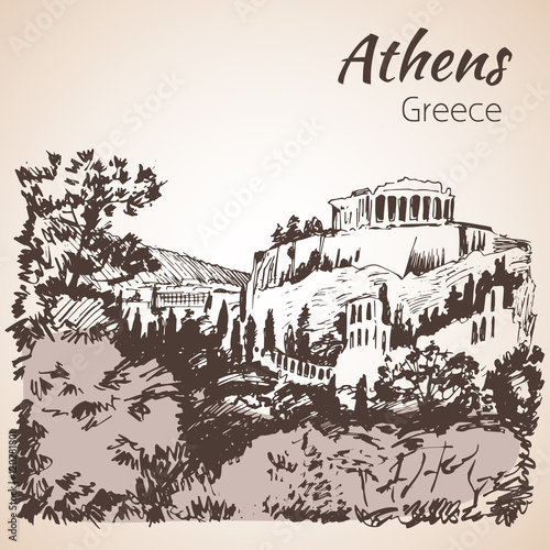 Athens outline sketch - Greece.