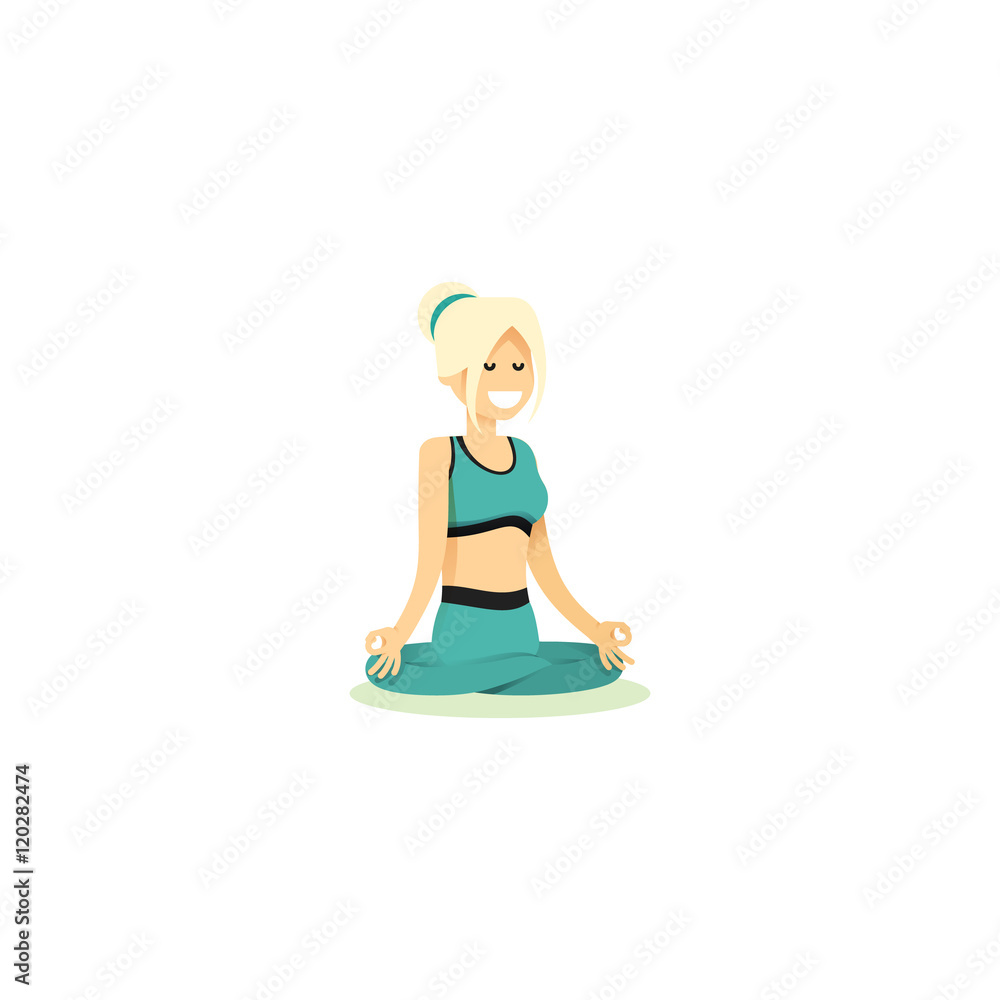 Girl posing pose yoga. Characters women exercises yoga, isolated on white background. People banner healthy lifestyle. Woman involved in sports, vector illustration Girl posing pose yoga. Characters women exercises yoga, isolated on white background. People banner healthy lifestyle. Woman involved in sports, vector illustration