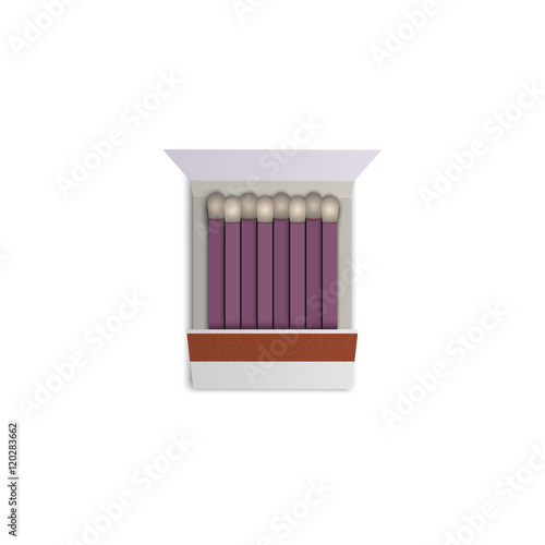 Open match book. Violet matches top view illustration.