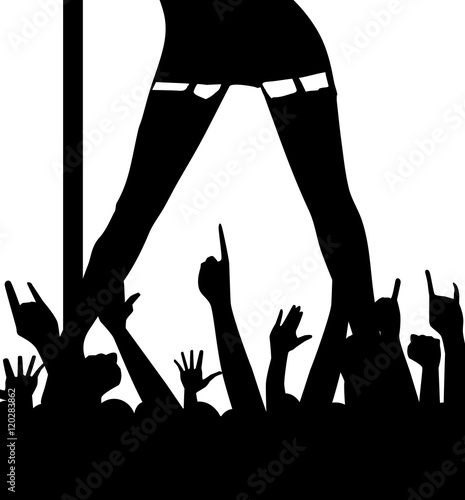 Pole Dancer And Audience