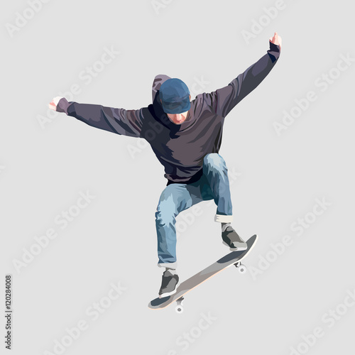 Skateboarder doing flip, vector illustration