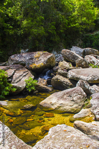 Stones condo, waterfall in sunny day - Serra da Canastra Nationa