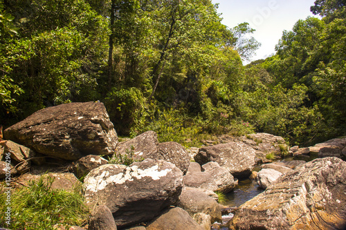 Stones condo, waterfall in sunny day - Serra da Canastra Nationa
