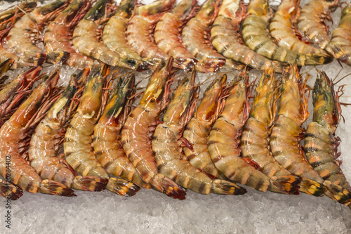 Fresh shrimps at seafood market, Thailand