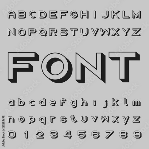 Create Alphabet Vector Font Design black font on a gray background