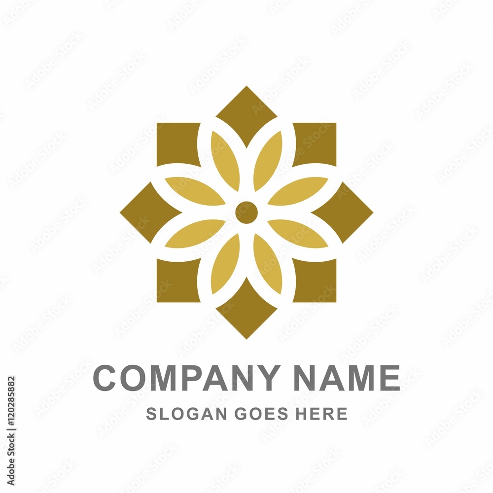 Geometric Circular Flower Square Morocco Decoration Vector Logo Design Template Geometric Circular Flower Square Morocco Decoration Vector Logo Design Template