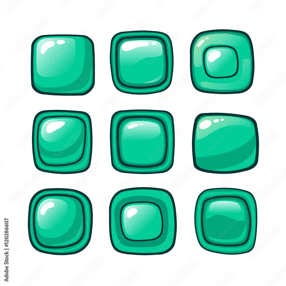 Bright cartoon turquoise vector buttons for web or game design Bright cartoon turquoise vector buttons for web or game design