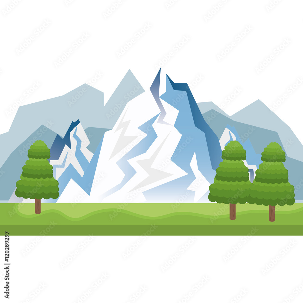 blue snow alps mountains and hills. winter landscape. vector illustration 