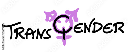 Transgender logo - letters with corresponding symbol - isolated vector illustration on white background.