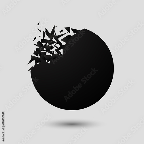 Abstract black explosion. Geometric background. Round frame. Vector illustration
