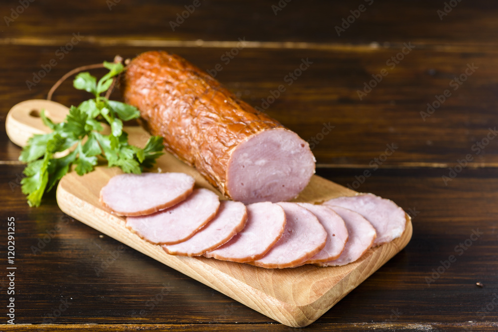 homemade sausage - a few slices of ham