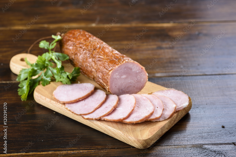 homemade sausage - a few slices of ham