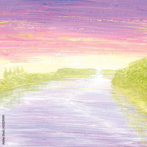 Beautiful fantastic river with two shores.