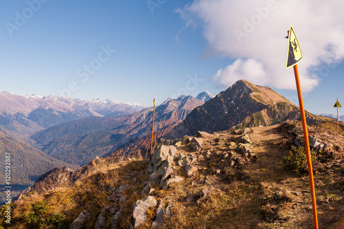 beautiful Western Caucasus mountains in autumn 
