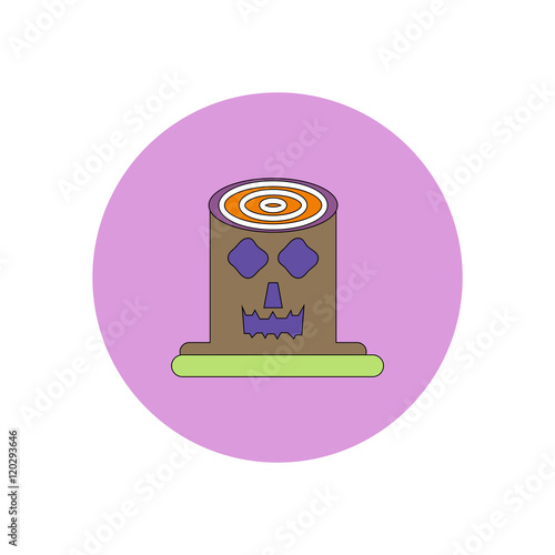 Vector illustration in flat design Halloween icon Spooky tree trunk stump