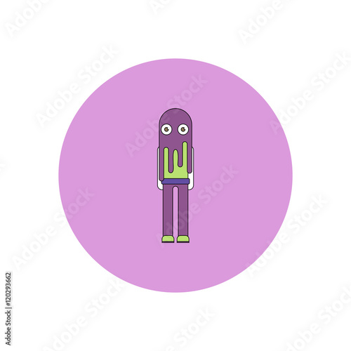 Vector illustration in flat design Halloween icon young child dressed in a ghost costume