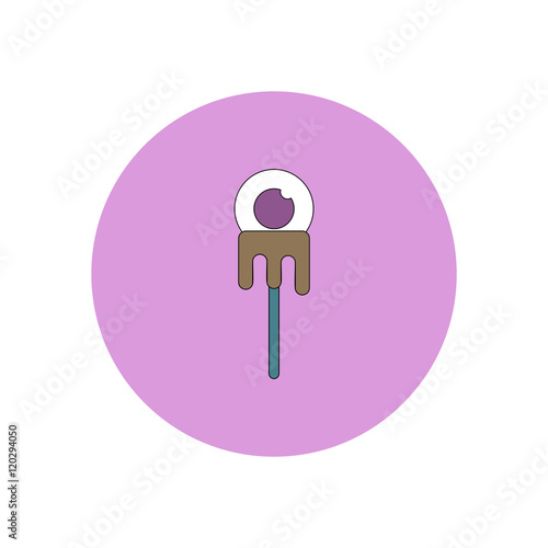 Vector illustration in flat design Halloween icon Bloody eyeball on stick