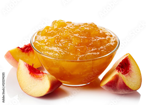 Bowl of peach jam photo