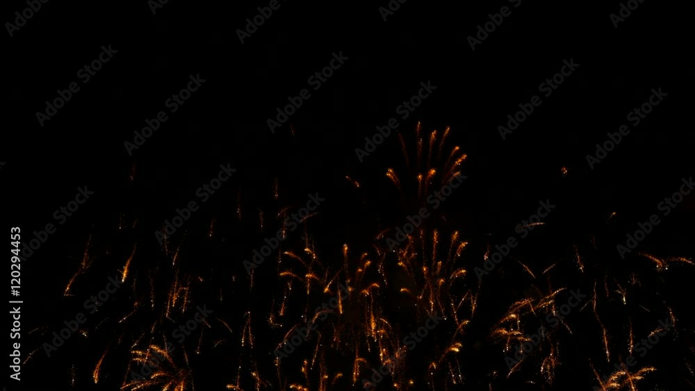 Golden Rain Fireworks Sparkling In Black Sky Golden Rain Fireworks Sparkling In Black Sky