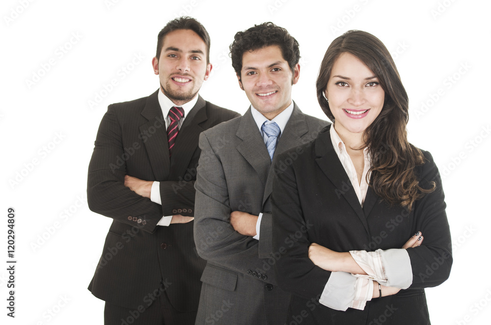 three executives posing isolated on white three executives posing isolated on white