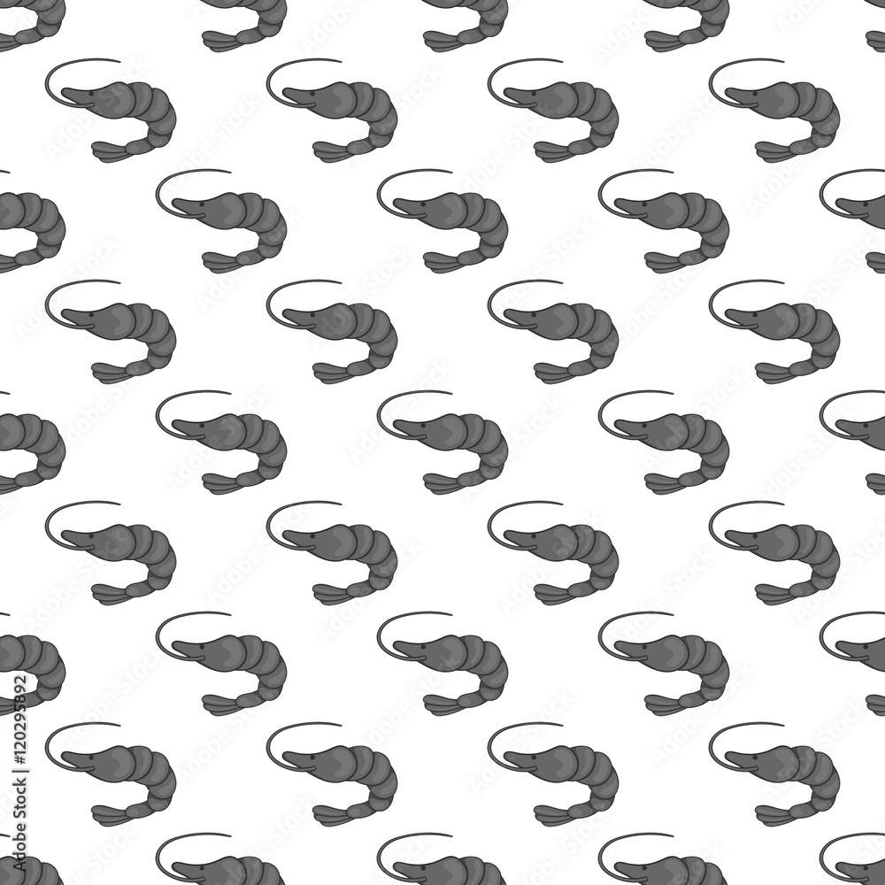 Shrimp seamless pattern on white background. Seafood design vector illustration Shrimp seamless pattern on white background. Seafood design vector illustration