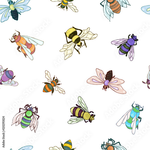 Bee pattern. Colorful insect hand drawn background © DafnaDar