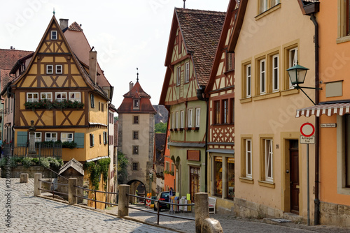Architecture of the historic town Rothenburg ob der Tauber  Bavaria  Germany.