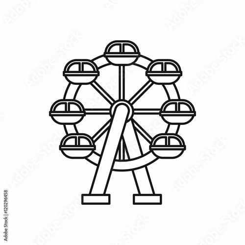 Ferris wheel icon in outline style on a white background vector illustration