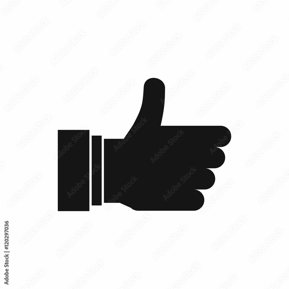 Thumb up sign in simple style isolated on white background vector illustration Thumb up sign in simple style isolated on white background vector illustration