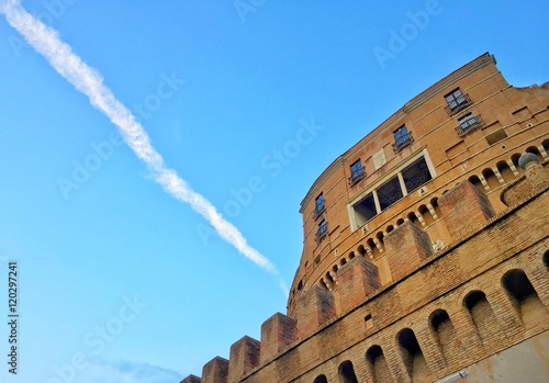 bottom view of castel sant'angelo in rome