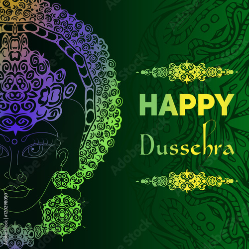 Happy Dussehra on colorful splash design decorated background.