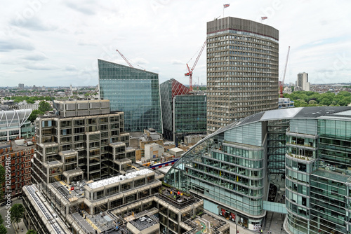 Aerial View from Westminster Cathedral of Roofs and Houses of London, United Kingdom.