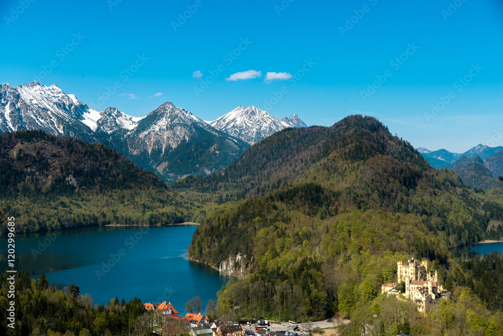 Castle Hohenschwangau with lake at Germany
