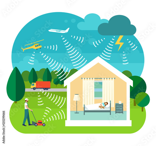 Vector illustration of soundproofing house