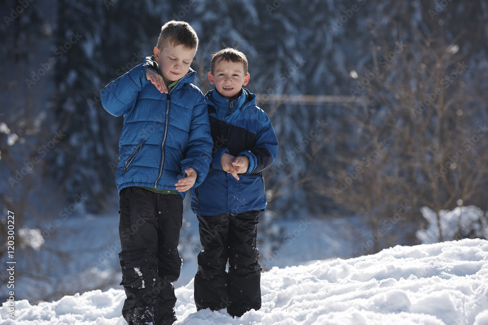 kids playing with fresh snow kids playing with fresh snow