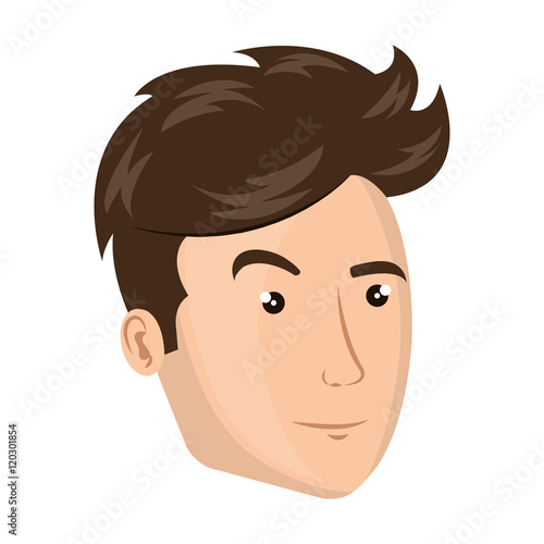 avatar man face with brown hair cartoon. vector illustration