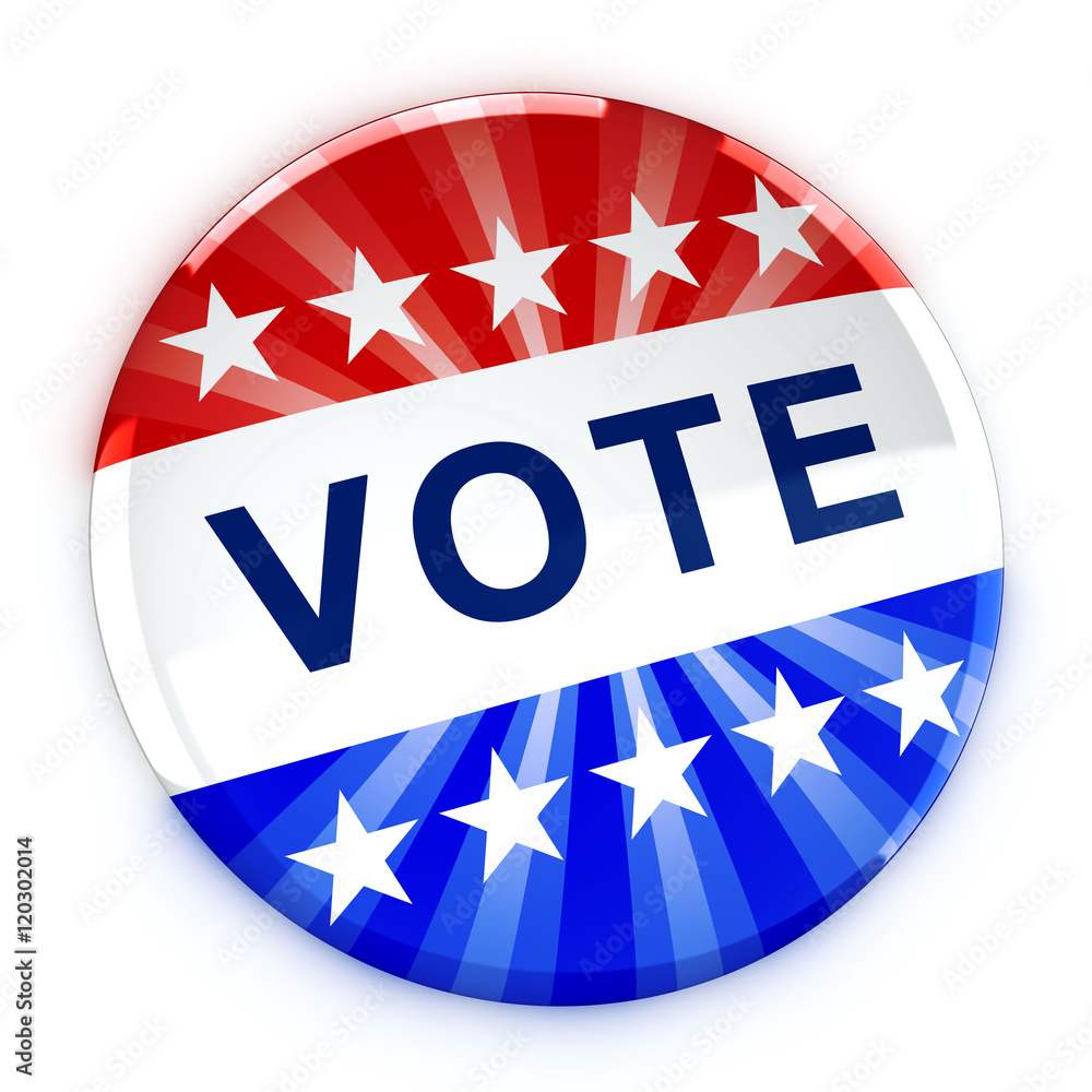Vote button in red, white, and blue with stars Vote button in red, white, and blue with stars