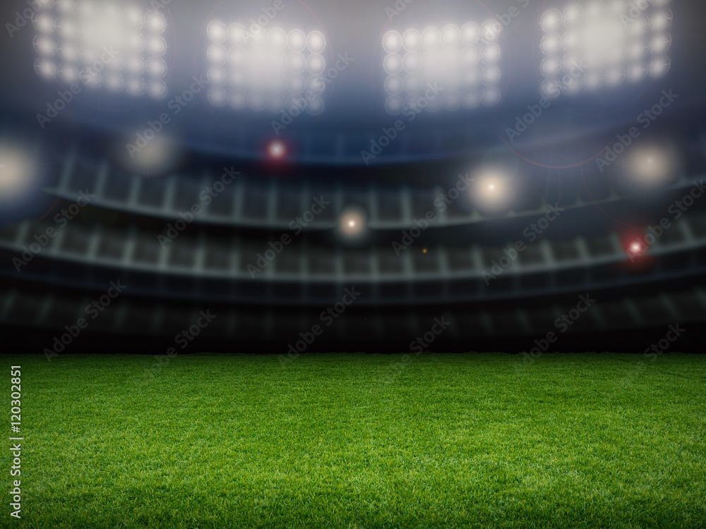 Naklejka premium pusty stadion z błyszczącymi światłami