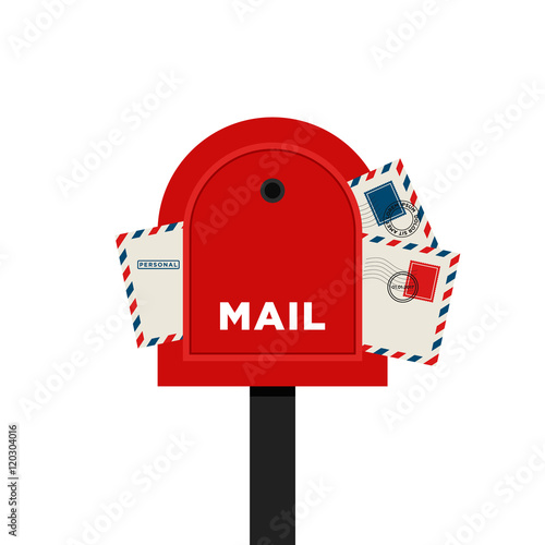 Mailbox letter flat design isolated vector illustration