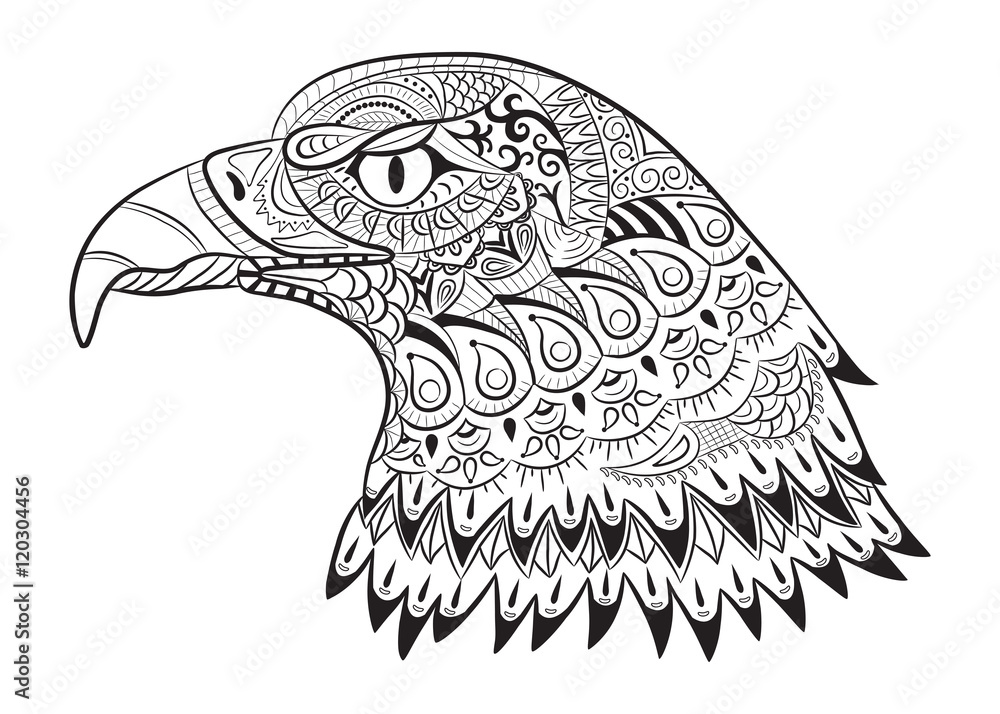 Fototapeta premium Hand drawn eagle. Zentangle for coloring page for adults, t-shirt design.