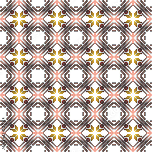 scheme for embroidery Nordic style, made of round pixels. Vector illustration.