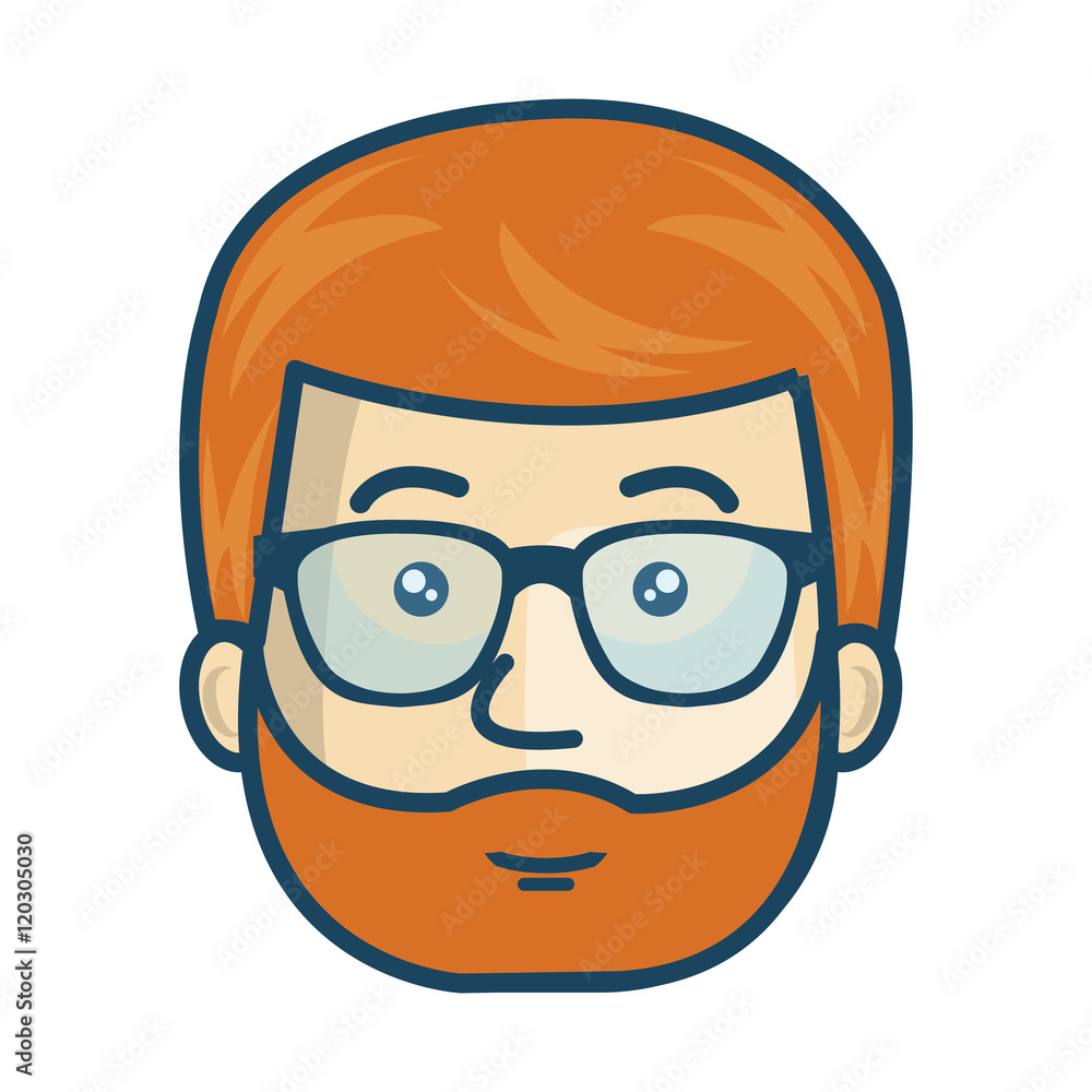 avatar man with beard and glasses. male cartoon person. vector illustration