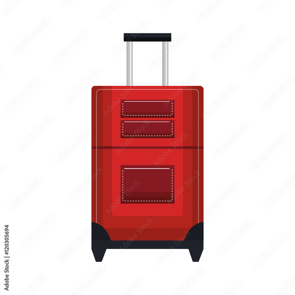 red travel suitcase with black handle. baggage accessory. vector illustration red travel suitcase with black handle. baggage accessory. vector illustration