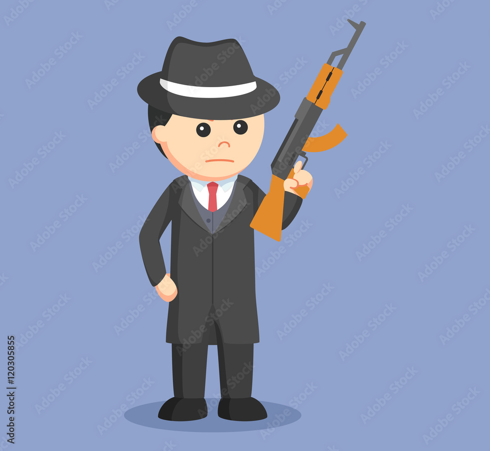 mafia holding rifle illustration design